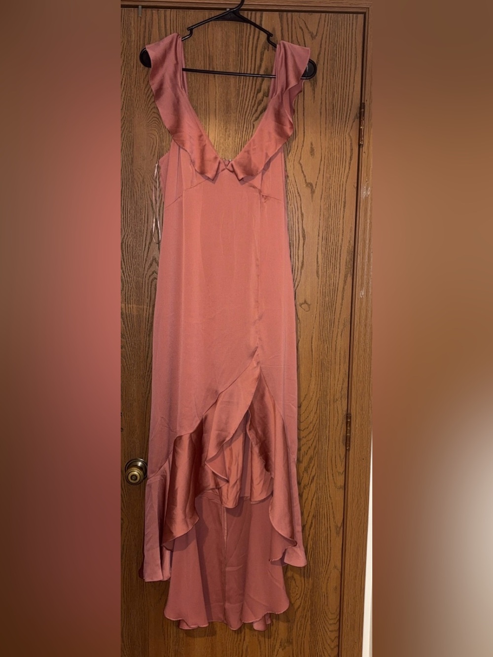 Express Dusty Rose High-Low Ruffle Hem Skirt